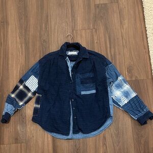 Free People Indigo Sky Patchwork Denim Shirt